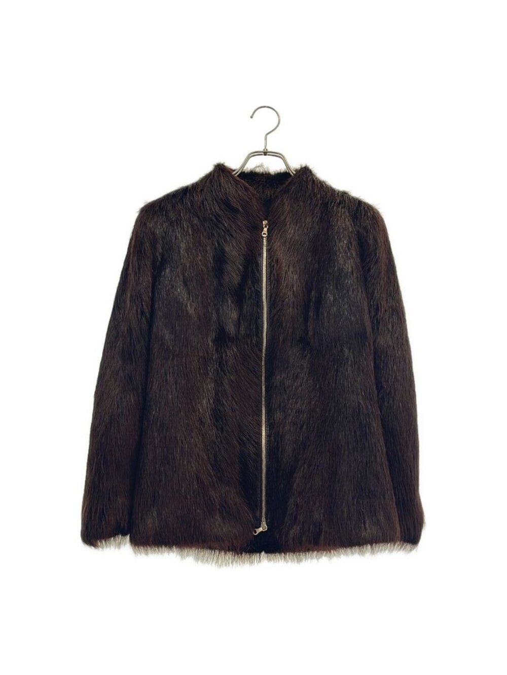 Loewe Nutria Fur Zip Up Jacket Brown 42